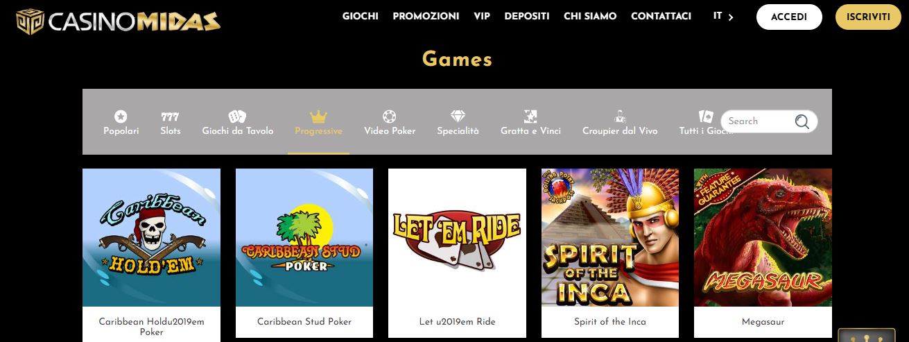 Vinci jackpot progressivi con giochi selezionati al casino